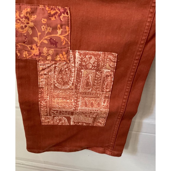 LOGO by Lori Goldstein Straight Leg Pants Rust Orange Patchwork Women's Size 16 - Picture 2 of 9